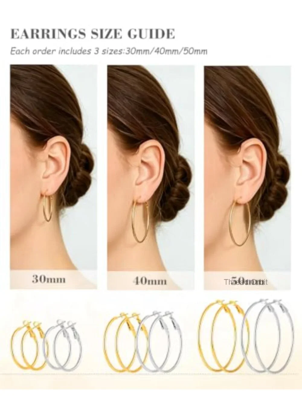 6 Pair Gold Silver Hoop Earrings Set 14K Gold Plated Stainless Steel